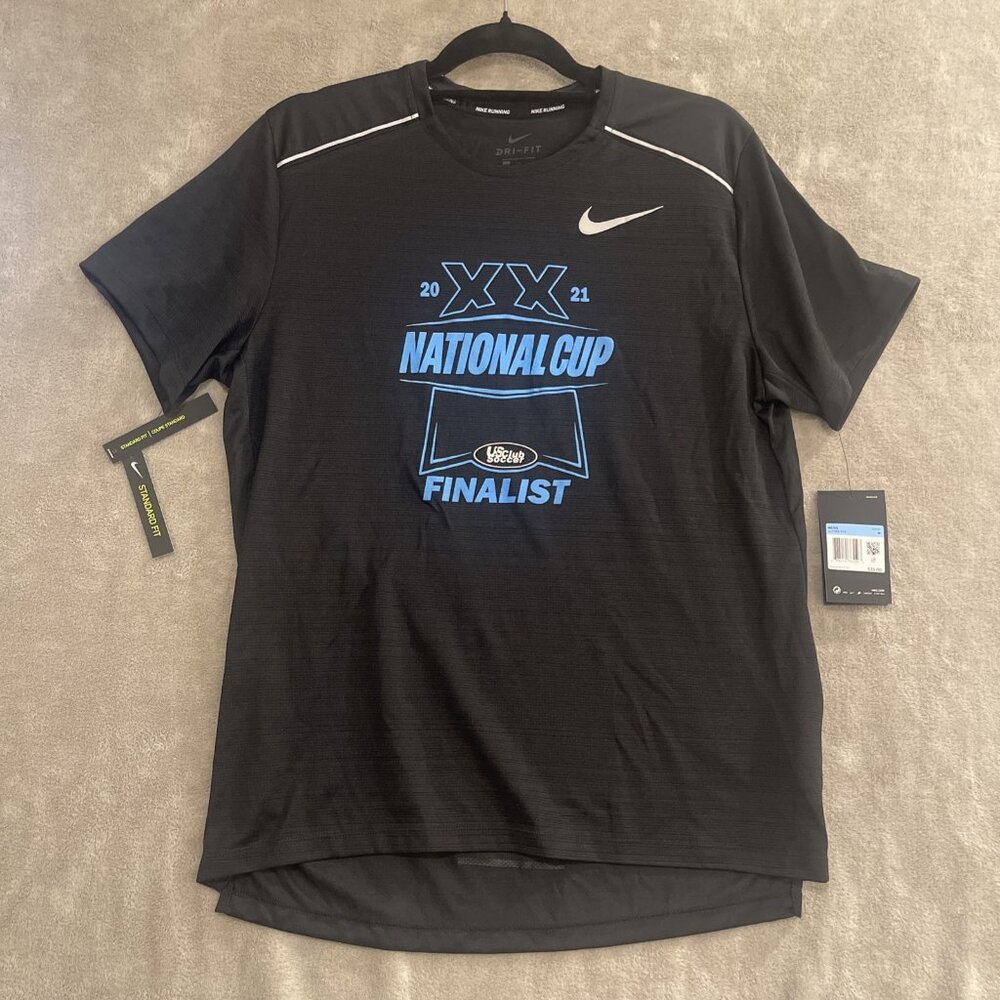 NWT NIKE DRI-FIT 2021 NATIONAL CUP FINALIST US SOCCER CLUB BLACK/BLUE MEN’S MED